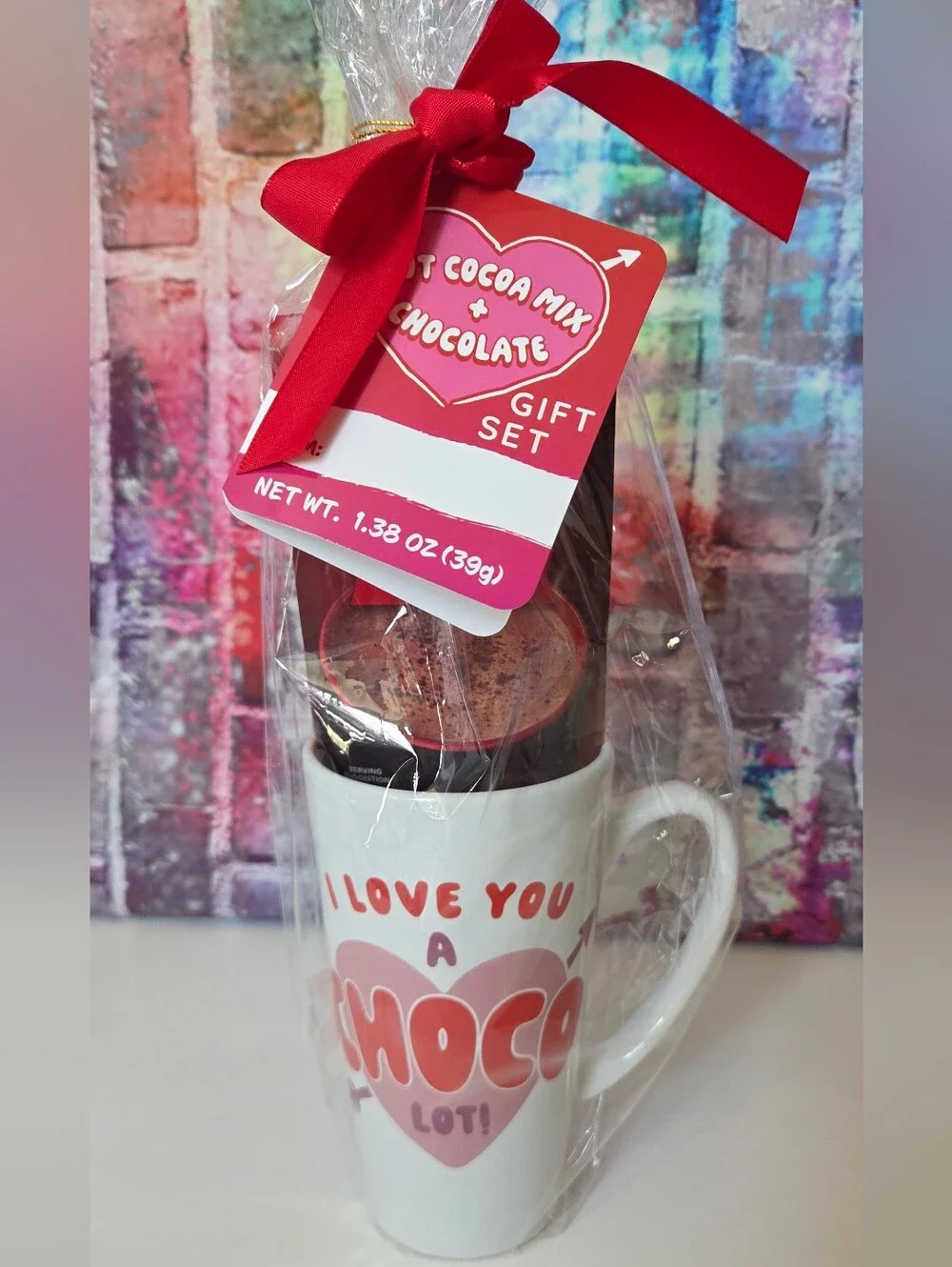 I Love You A Choco Lot Ceramic Mug with Hot Cocoa + Chocolate Gift Set